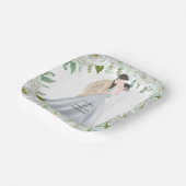 Romantische Aquarellhochzeit Pappteller (Gewinkelt)