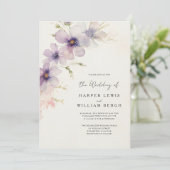 Romantische Aquarellkosmos Blume qr Hochzeit Einladung (Stehend Vorderseite)