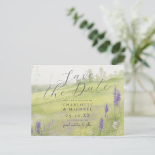 Romantische Aquarelllandschaft Save the Date Postkarte