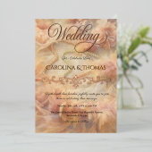 Romantische Aquarellpearls Feathers Wedding Folieneinladung (Stehend vorne)