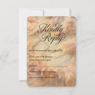 Romantische Aquarellpearls Feathers Wedding RSVP Karte