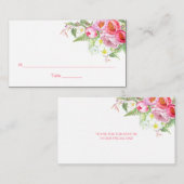 Romantische Aquarellpfeifen Rose Platzkarten (Vorne/Hinten)