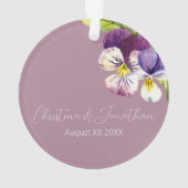 Romantische Aquarellviolen auf Lila Ornament (Rückseite)