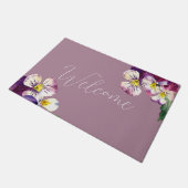 Romantische Aquarellviolen Fußmatte (Schrägansicht)