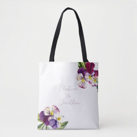 Romantische Aquarellviolen Tasche (Vorderseite)