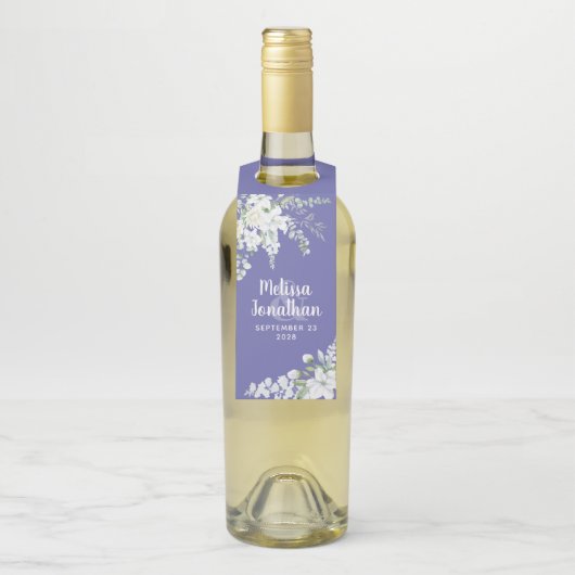 Romantische Aquarellwein Blume Hochzeit Brauch Flaschenanhänger (Auf Flasche)