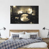 Romantische Arched Bridge Foggy Reflektiert Twilig Leinwanddruck (Insitu (Schlafzimmer))