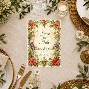 Romantische Art Nouveau Botanische Hochzeit Save The Date