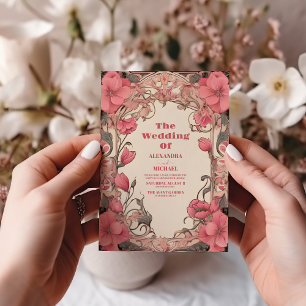 Romantische Art Nouveau-Hochzeit Einladung