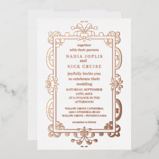 romantische Art Nouveau Hochzeit Roségold Folien-E Folieneinladung