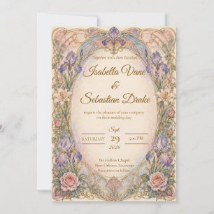 Romantische Art Nouveau Iris Hochzeit Einladung