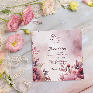 Romantische Ätherische Mauve-Blumen-Hochzeitseinla