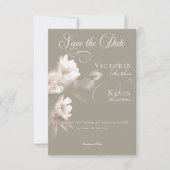 Romantische ätherische neutrale Beige-Blumenhochze Save The Date (Vorderseite)