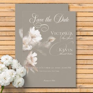 Romantische ätherische neutrale Beige-Blumenhochze Save The Date