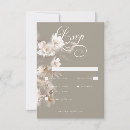 Romantische ätherische neutrale Beige UAWG RSVP Karte (Vorderseite)
