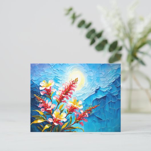 Romantische australische Myrtle-Blume Impressionis Postkarte (Stehend Vorderseite)