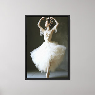 Romantische Ballerina im Weißen Tulle Leinwanddruck