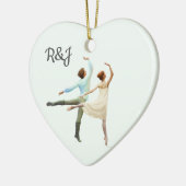 Romantische Balletttänzer - Ihre Initialen und Tex Keramik Ornament (Links)