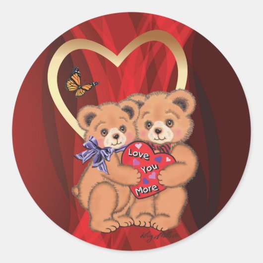 Romantische Bären Runder Aufkleber (Vorderseite)