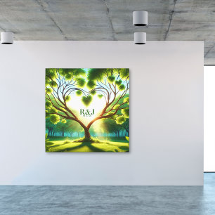Romantische Baumcoupel Monogram Leinwanddruck
