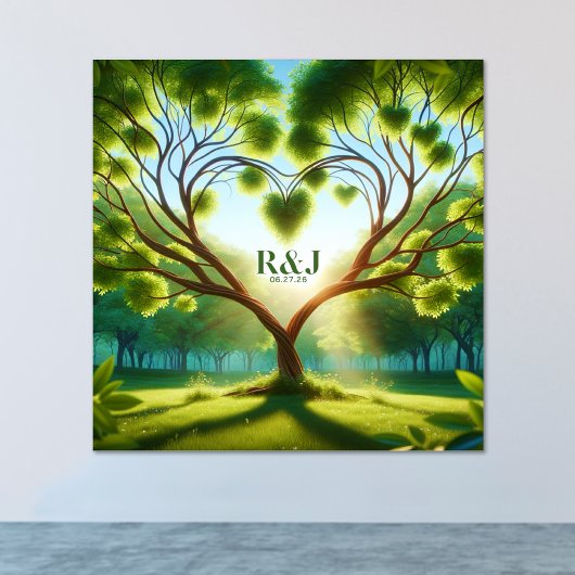 Romantische Baumcoupel Monogram Poster