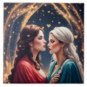 Romantische Begegnung zwischen zwei eleganten Frau Fliese (Vorderseite)