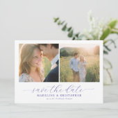 Romantische beige Fotocollage Save The Date (Stehend Vorderseite)