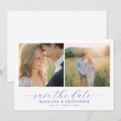 Romantische beige Fotocollage Save The Date (Vorne/Hinten)