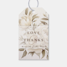 Romantische Beige Peonies Vintage Hochzeit im Herb Geschenkanhänger