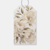 Romantische Beige Peonies Vintage Hochzeit im Herb Geschenkanhänger (Rückseite)