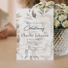 Romantische beige Peonies Vintage Son-Taufe Einladung