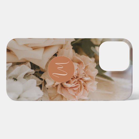 Romantische beige Rose erste mit Monogramm mädchen iPhone Hülle (Rückseite (Horizontal))