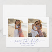 Romantische beige Strand-Fotocollage Save The Date (Vorne/Hinten)