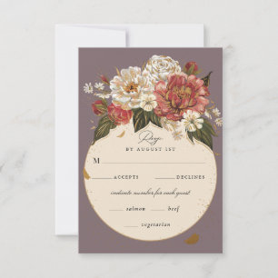 Romantische bemalte blumenreiche Hochzeitsszenarie RSVP Karte