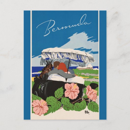 Romantische Bermuda Retro Vintage Reiseanzeige Postkarte (Vorderseite)