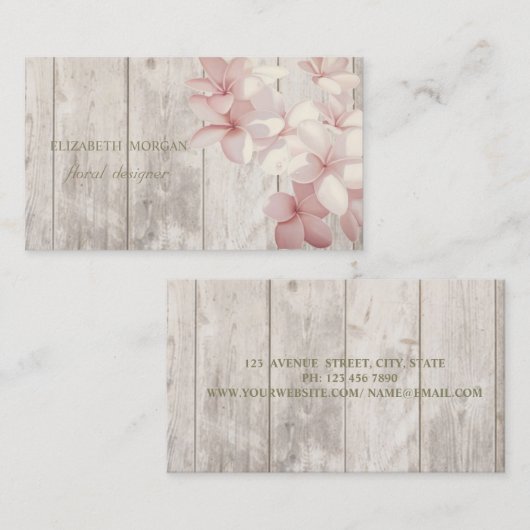 Romantische Berufliche Blume, Holztextur Visitenkarte (Vorne/Hinten)