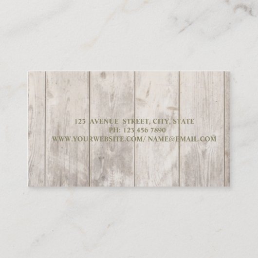 Romantische Berufliche Blume, Holztextur Visitenkarte (Rückseite)