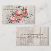 Romantische Berufliche Blüten, Lippen, Holztextur Visitenkarte (Vorne/Hinten)