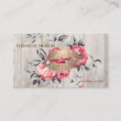 Romantische Berufliche Blüten, Lippen, Holztextur Visitenkarte (Vorderseite)