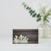 Romantische Berufliche Kakteen, Blume, Dunkles Hol Visitenkarte (Stehend Vorderseite)