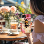 Romantische Biene, rosafarbene Blüte und antikes P Case-Mate iPhone Hülle