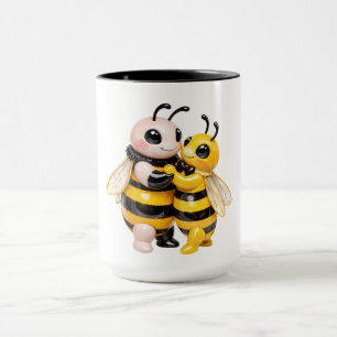 Romantische Bienenillustration Nähe Tasse