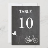Romantische Bikeinitis auf der Tafel Tischnummer (Rückseite)