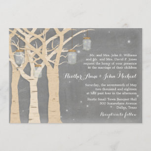 Romantische Birch Tree Mason Jar Wedding Einladung