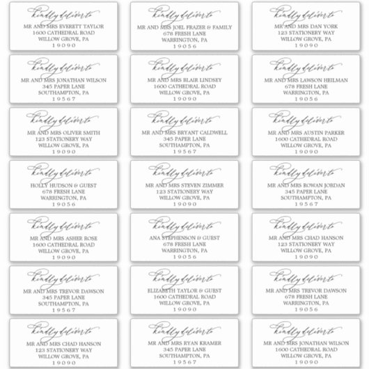 Romantische Black Calligraphy Guest Address Labels (Vorderseite)