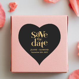 Romantische Black Gold Custom Save the Date Hochze Herz-Aufkleber