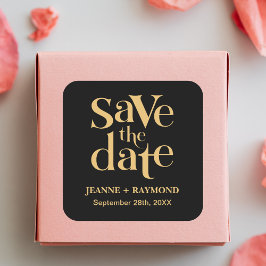 Romantische Black Gold Custom Save the Date Hochze Quadratischer Aufkleber