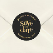 Romantische Black Gold Custom Save the Date Hochze Runder Aufkleber