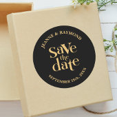 Romantische Black Gold Custom Save the Date Hochze Runder Aufkleber