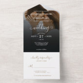 Romantische Black Gold Foto Hochzeit All In One Einladung (Innen Boden)